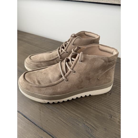 Dr Scholl's Get Hyped Comfort Lace Up Booties Suede Boots Tan Women’s Sz 8 - Picture 1 of 8